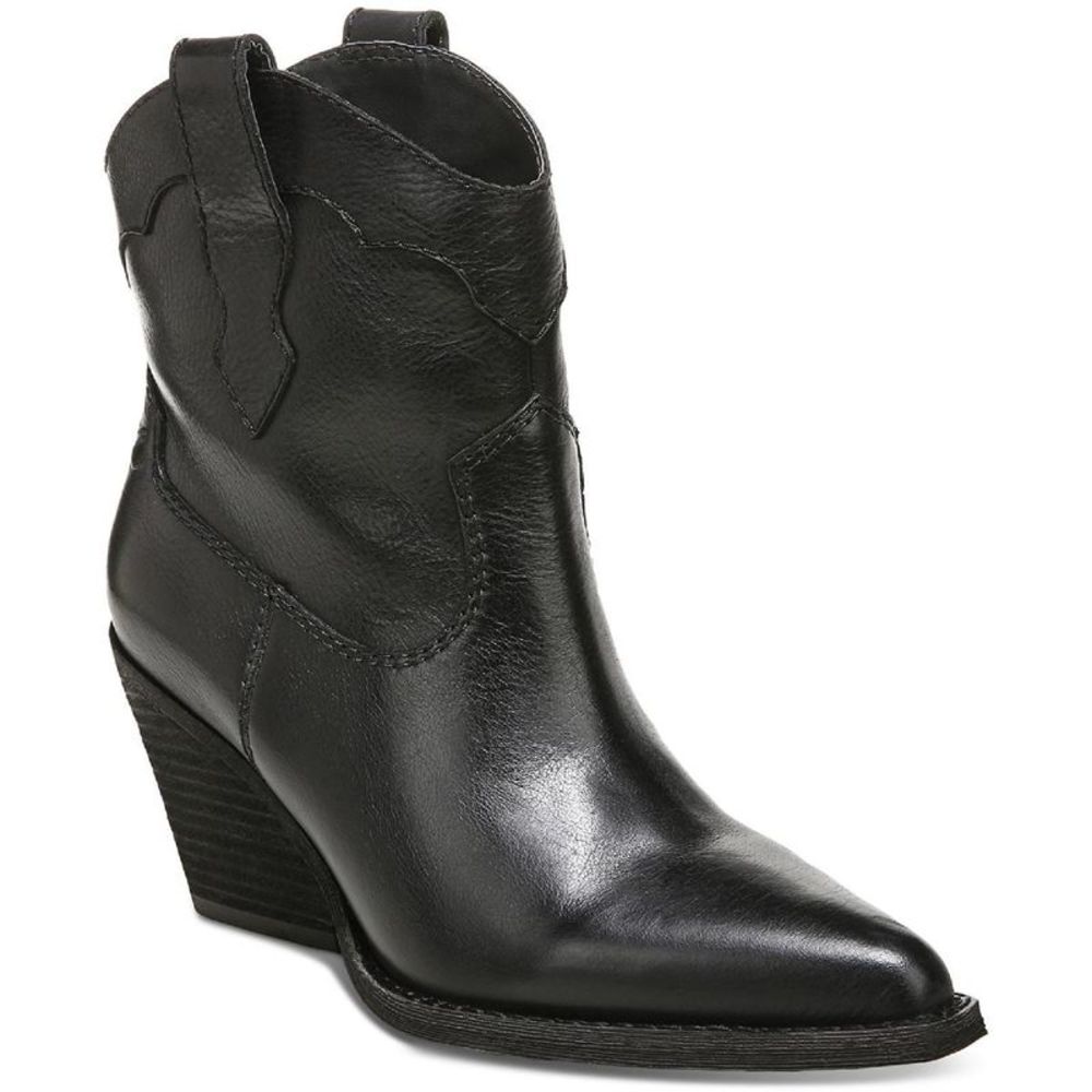 Zodiac Womens Roslyn Black Leather Pull On Cowboy, Western Boots Shoes